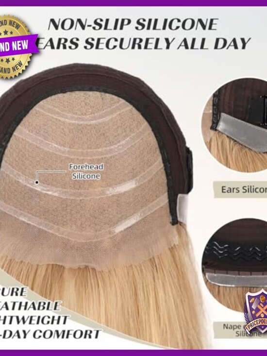 16 Inch Human Hair Wig with Lace Front and Silicone Grips main image 6